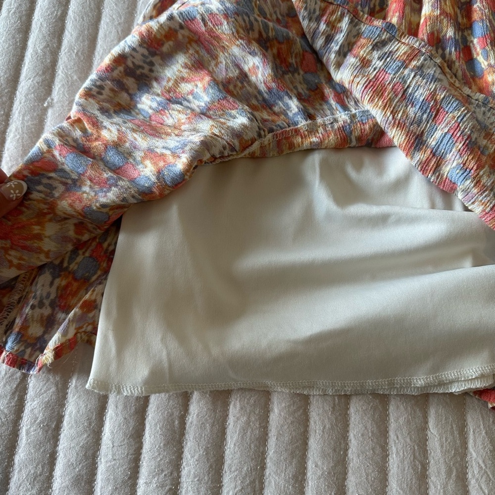 Multicolor Patterned Dress with Ruffle Accents - Picture 4 of 5